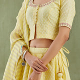 Floral Printed Yellow Lehenga Set