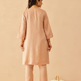 Dusty Pink Russian Silk Embroidered Kurti Set