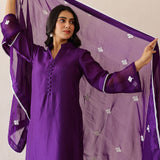 Deep Purple Russian Silk Solid Kurti Set