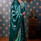 Embroidery Emerald Green Velvet Kurta Set