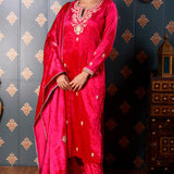 Embroidery Dark Pink Velvet Kurta Set