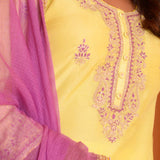Yellow Embroidery Kurta Pant Set