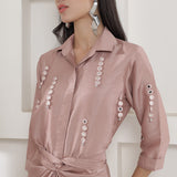 Cherry Blossom Dola Silk Tie Knot Skirt Set