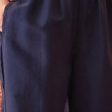 Navy Blue Floral Embroidered Polyester Co-Ord Set