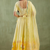 Floral Printed Yellow Lehenga Set