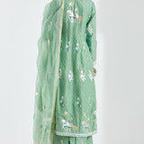 Printed Light Green Cotton Silk Floral Anarkali Set