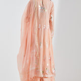 Printed Light Peach Floral Cotton Silk Anarkali Set