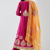 Beautiful Pink Anarkali Set With Gold Print