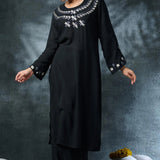 Black Rayon Long Kurta Set