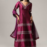 Purple Raw Silk Anarkali Set