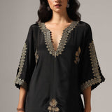 Black French Crepe Kurti With Pants