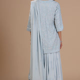 Powder Blue Georgette Embroidered Sharara Set