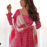 Pink Bandhani Print Anarkali Set