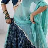 Teal Blue Georgette Lehenga Set