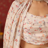 Pastel Cream Chinon Floral Printed Indo-Western Dhoti Set