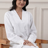 White Cotton Two Piece Suit Set