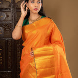 Classic Bright Orange Kanjivaram Silk Saree
