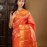 Bright Orange Kanjivaram Silk Saree