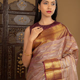 Muted Purple Kanjivaram Silk Saree