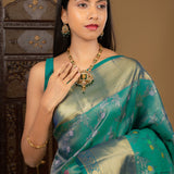 Pine Green Meenakari Kanjivaram Silk Saree