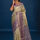 Golden Floral Kanjivaram Silk Saree