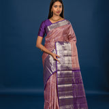 Pink Floral Kanjivaram Silk Saree
