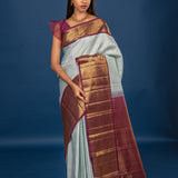 Greyish Blue Kanjivaram Silk Saree