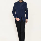 Royal Blue Terry Rayon Prince Coat With Pant