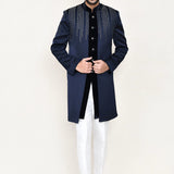 Navy Blue Velvet Sherwani Set