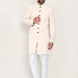 Cream Rayon Sherwani Set