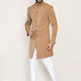 Beige Rayon Sherwani Set