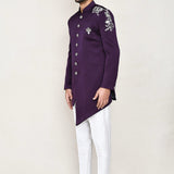 Purple Polyester Sherwani Set