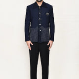 Oxford Blue Velvet Sherwani Set