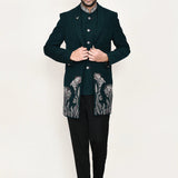 Bottle Green Polyester Suits Set With A Bow