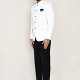 White Cotton Linen Prince Coat With Pant