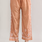 White And Brown Cotton Chikankari Suit Set