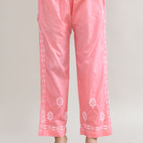 Pinkish Peach Cotton Chikankari Suit Set