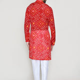 Red Georgette Kurta Set With Chundari Print