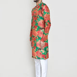 Green Silk Floral Printed Kurta Set