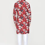 Red Rayon Kurta Set With Digital Printed