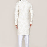 Cream Jacquard Silk Kurta Set