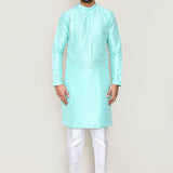 Blue Jacquard Kurta Set