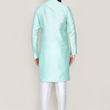 Light Cyan Jacquard Silk Kurta Set