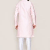 Soft Pink Silk Kurta Set With Boat Neck