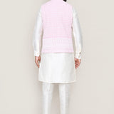 Soft Pink Cotton Jacket With Threadwork