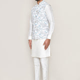 White Cotton Jacket With Abstract Design