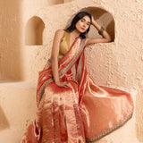 Pink Silk Tissue Saree With Fancy Border