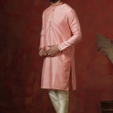 Soft Pink Dupion Printed Kurta Set