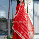 Candy Red Brasso Printed Skirt Set