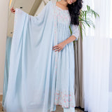 Pastel Sky Blue Georgette Embroidered Anarkali Set